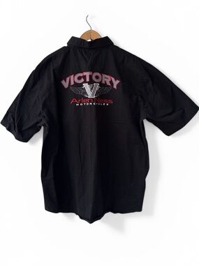 Victory Arlen Ness Motorcycles Shirt Black Button Up Mechanic Shop Biker XL